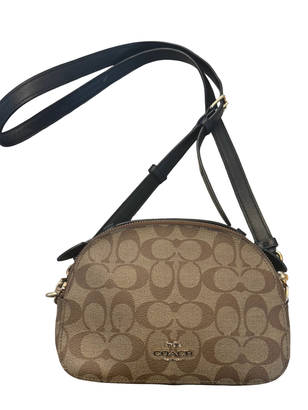 Coach Serena Satchel in Signature Canvas featuring the brown and khaki